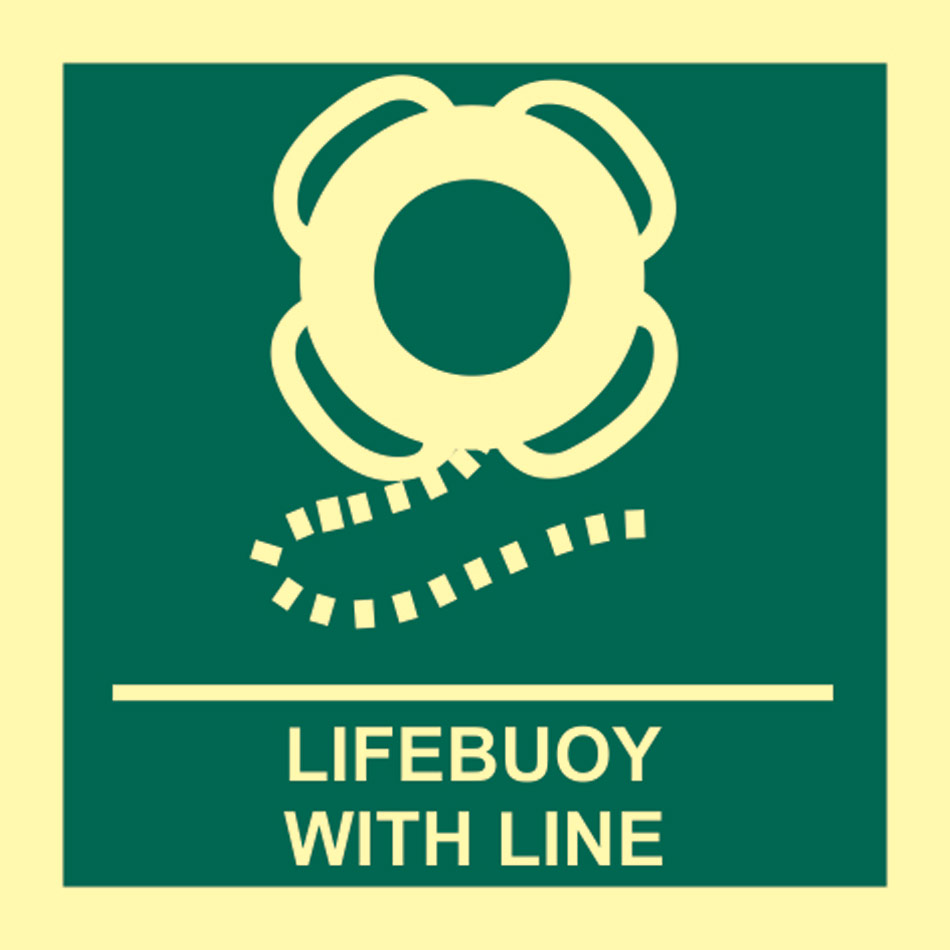 Lifebuoy with line - Photolum (150 x 150mm)
