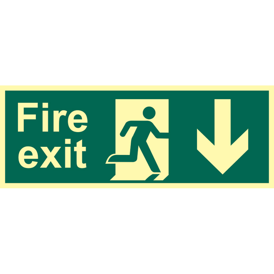 Fire exit (man arrow down) - PHS (400 x 150mm)