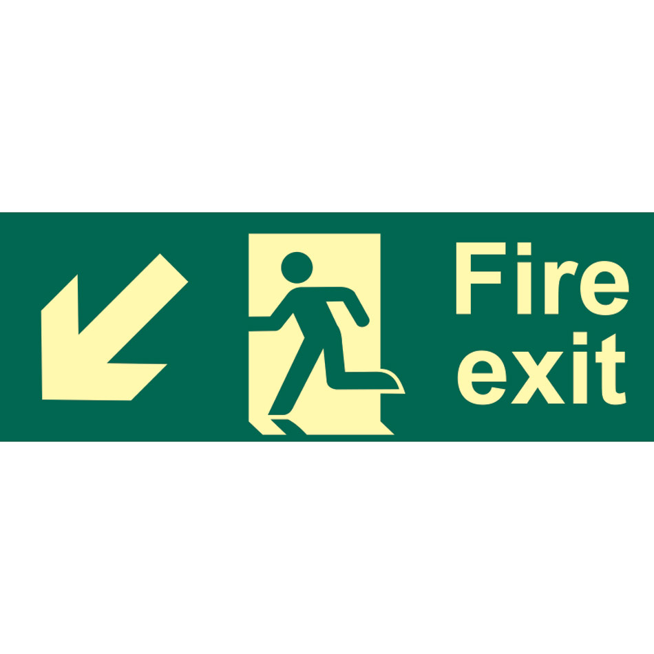Fire exit (man arrow down/left) - PHS (400 x 150mm)