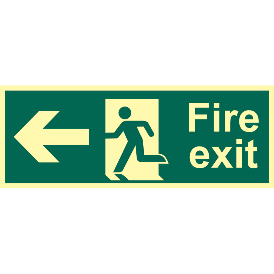 Fire exit (man arrow left) - PHS (400 x 150mm)