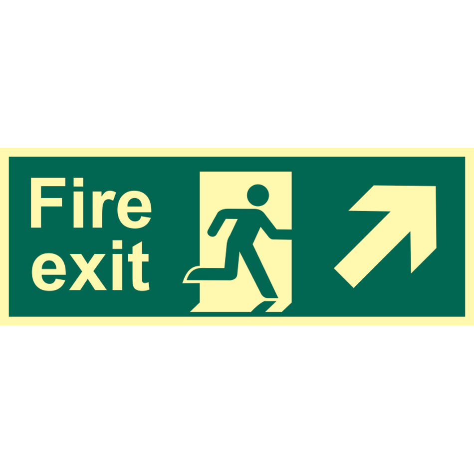 Fire exit (man arrow up/right) - PHS (400 x 150mm)
