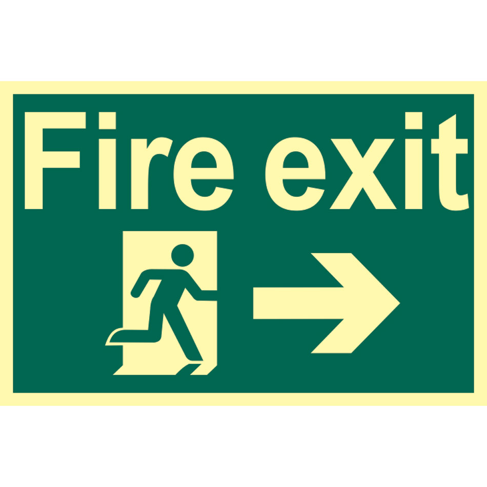 Fire exit running man arrow right - PHS (300 x 200mm)