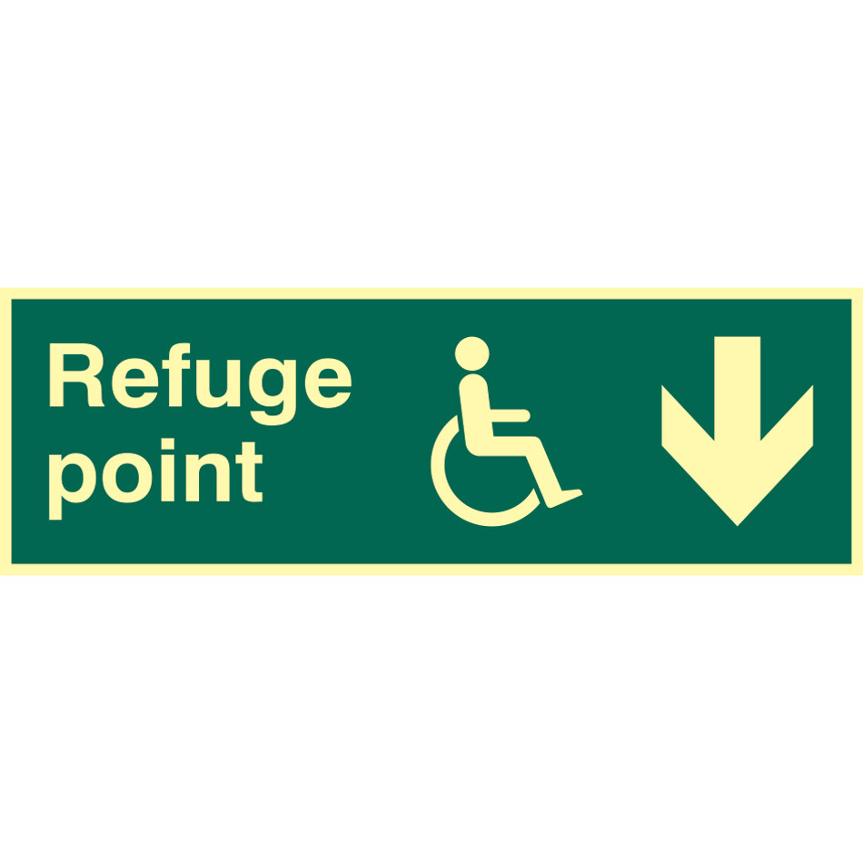 Refuge point arrow down - PHS (450 x 150mm)