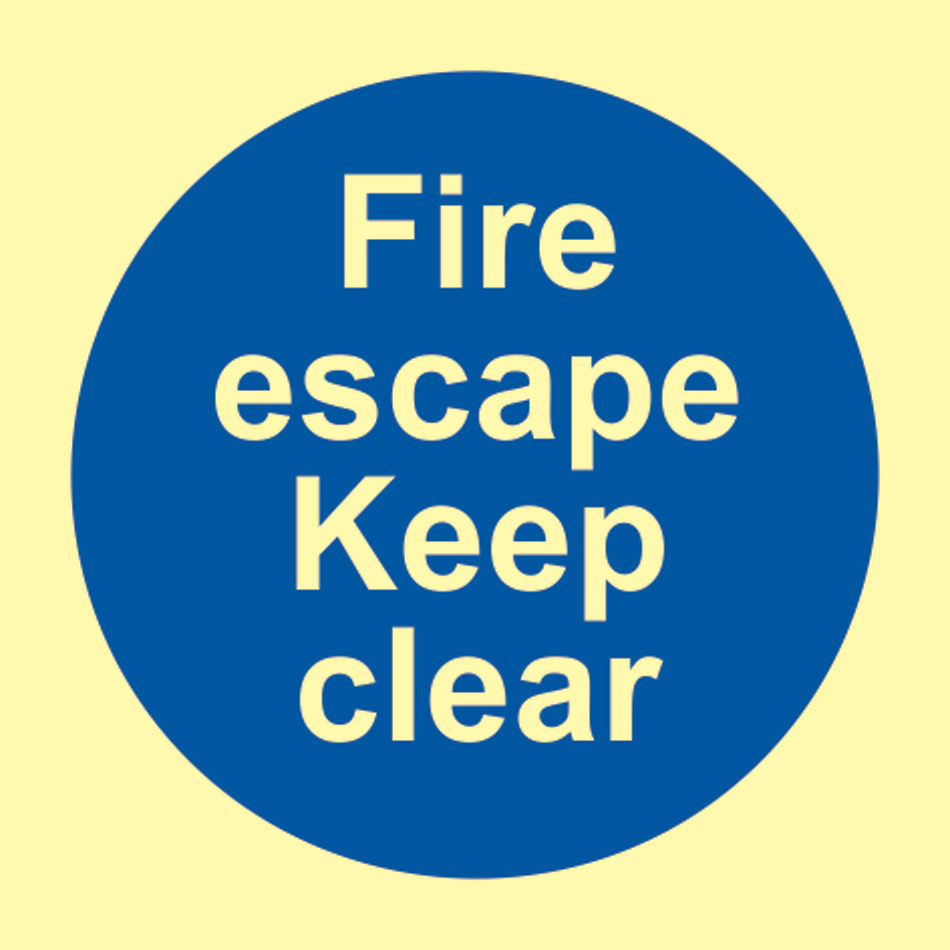 Fire ecsape Keep clear - PHS (100 x 100mm)