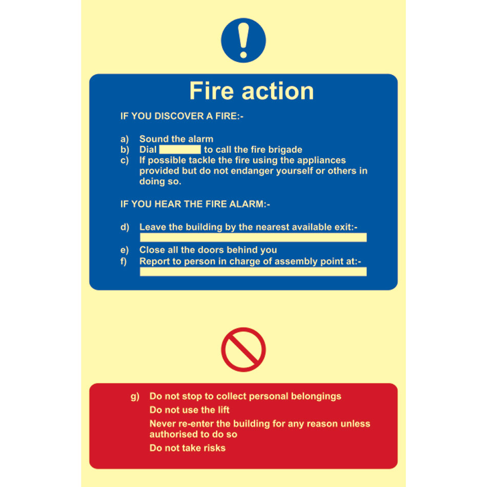 Fire action procedure - PHS (200 x 300mm)