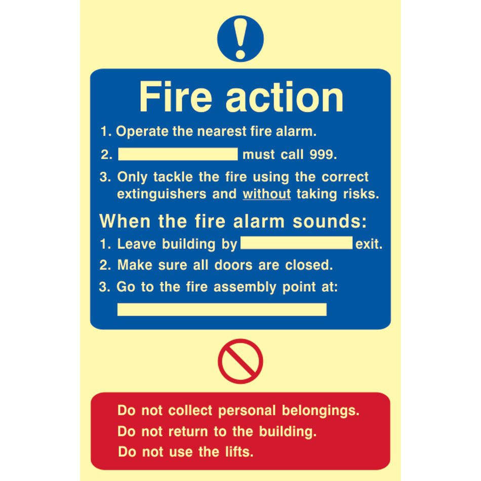 Fire action procedure - PHS (200 x 300mm)