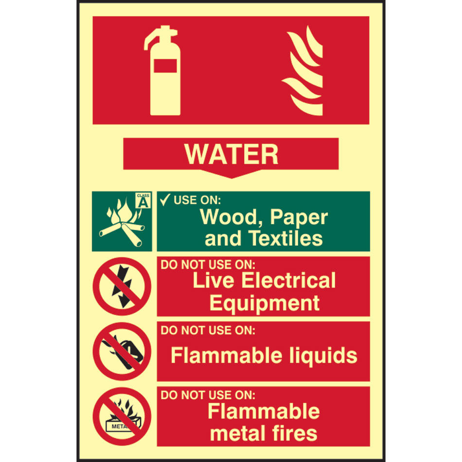 Fire extinguisher composite - Water - PHS (200 x 300mm)