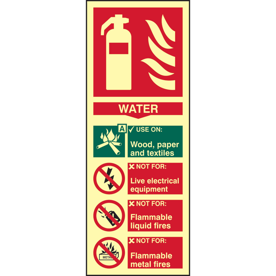 Fire extinguisher composite - Water - PHS (75 x 200mm)