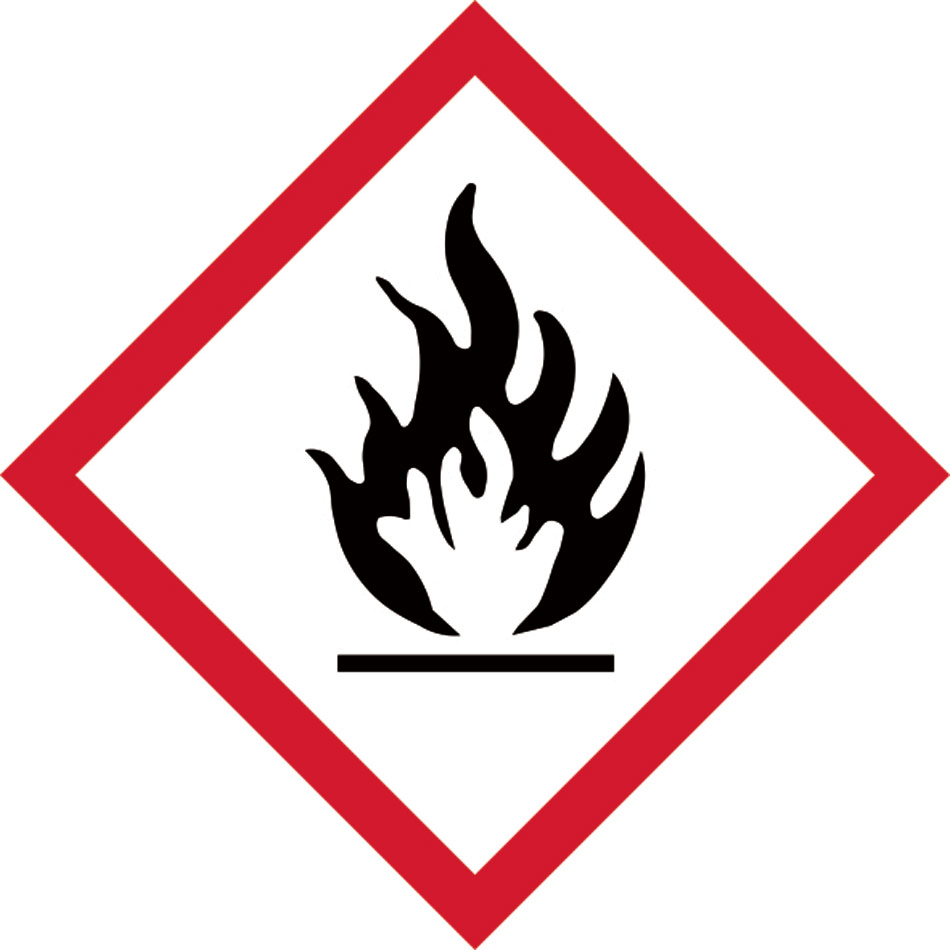 GHS flammable symbol - SAV (50 x 50mm) Pack of 10