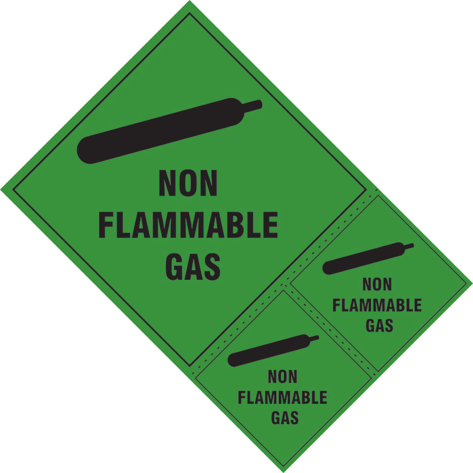 Non flammable gas labels - SAV (200 x 300mm) (Pack of 3)