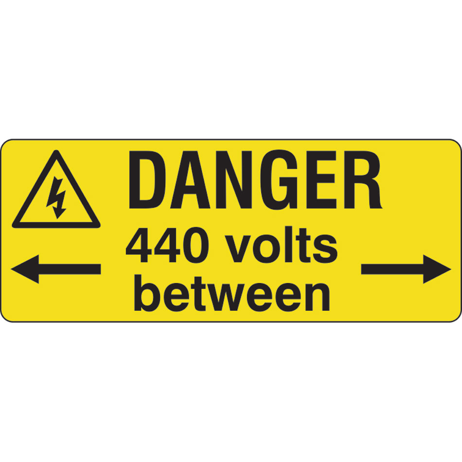 Danger 440 Volts between  - SAV (96 x 38mm, sheet of 15 labels)  