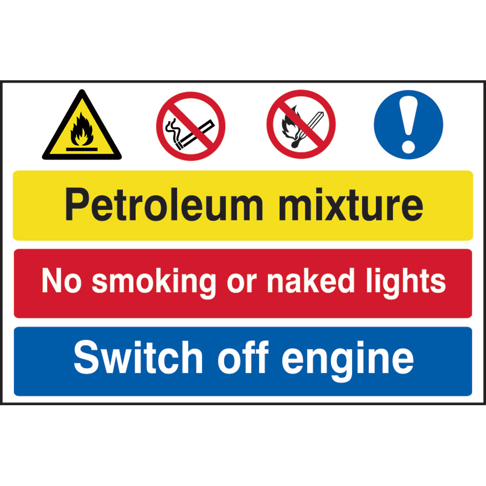 Petroleum mixture / No smoking / Switch off engine - PVC (600 x 400mm)