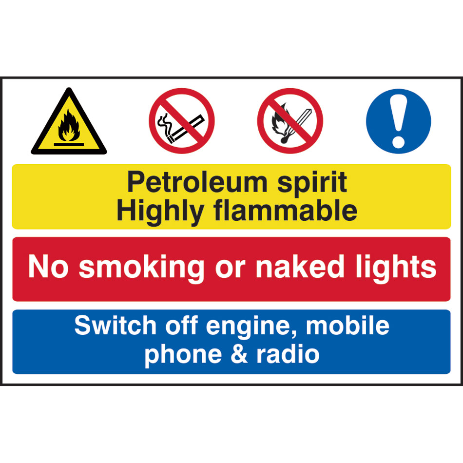 Petroleum spirit / No smoking / Switch off engine, mobile... - PVC (600 x 400mm)