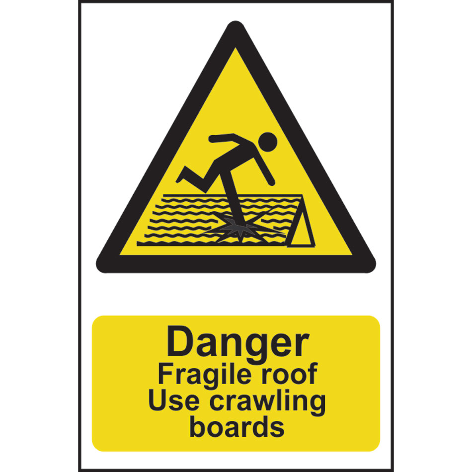 Danger Fragile roof Use crawling boards - PVC (400 x 600mm)