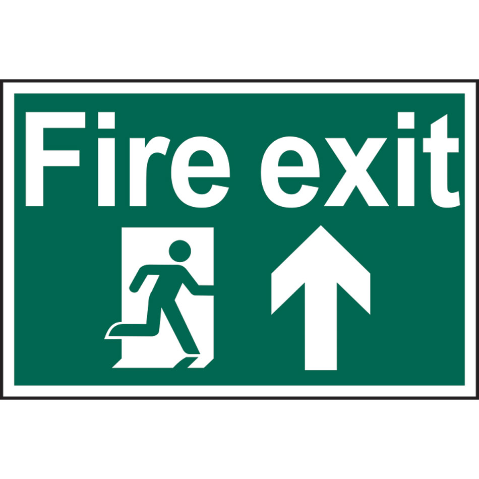 Fire exit running man arrow up - PVC (600 x 400mm)