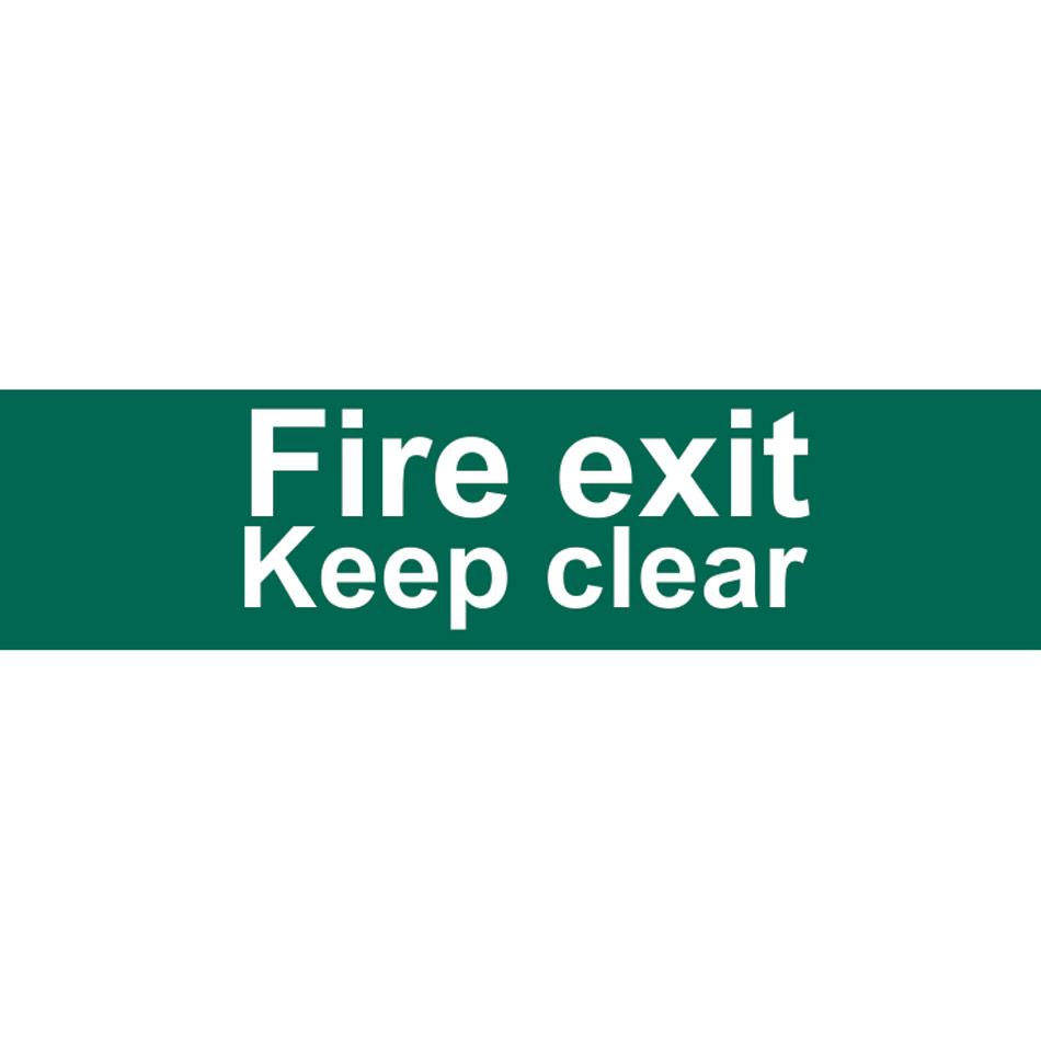 Fire exit Keep clear (text only) - PVC (200 x 50mm)