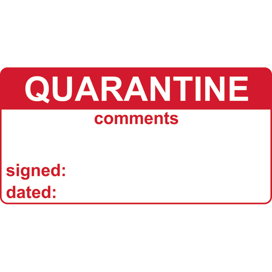 Quarantine & Comments - Labels (50 x 25mm Roll of 250)