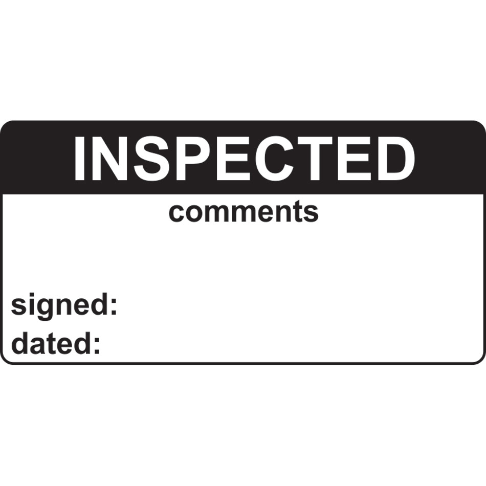 Inspected & Comments - Labels (50 x 25mm Roll of 250)