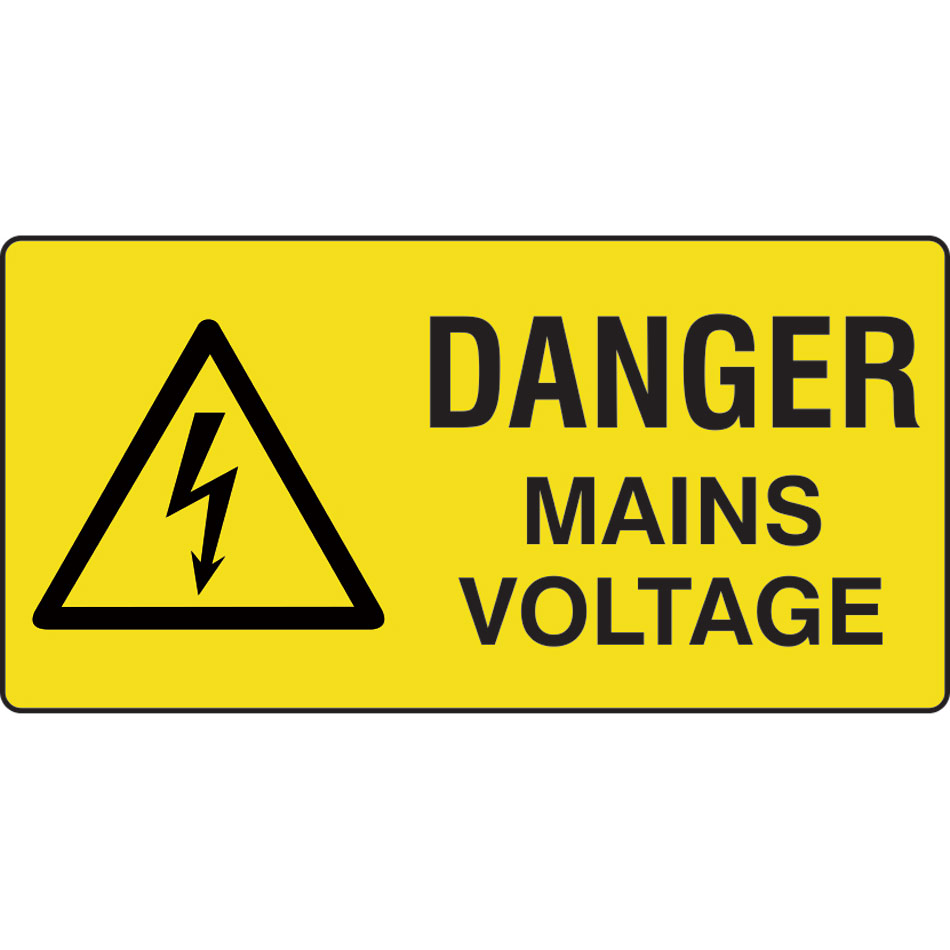 Danger mains voltage - Labels (50 x 25mm Roll of 1000)