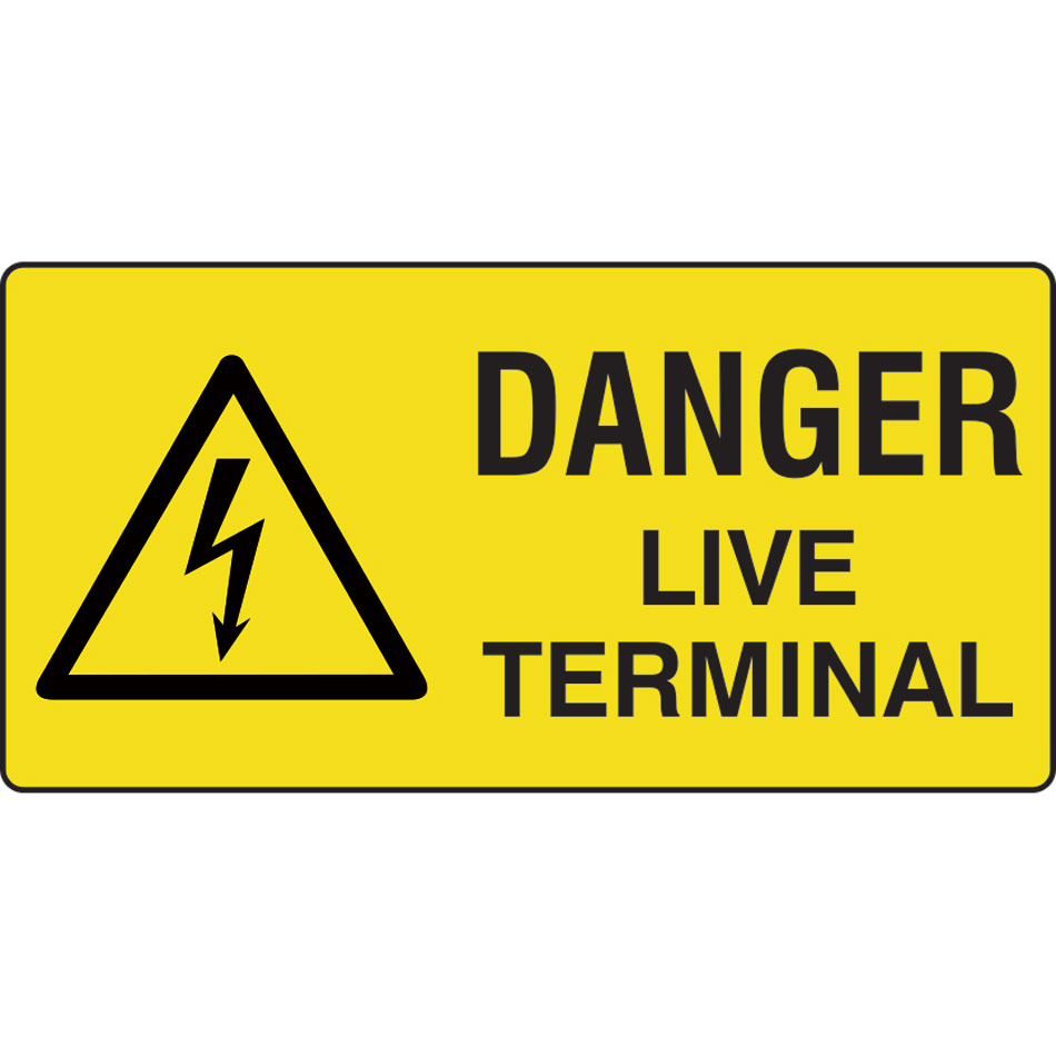 Danger live terminal - Labels (50 x 25mm Roll of 1000)