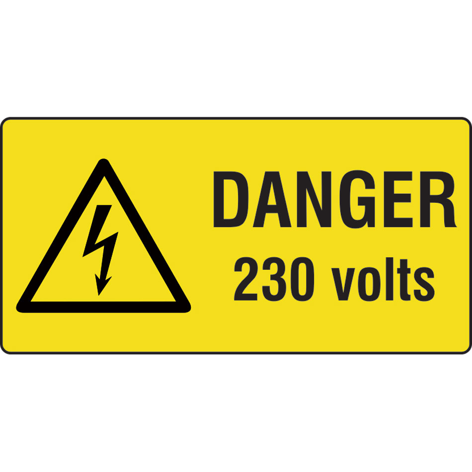 Danger 230 volts - Labels (50 x 25mm Roll of 1000)