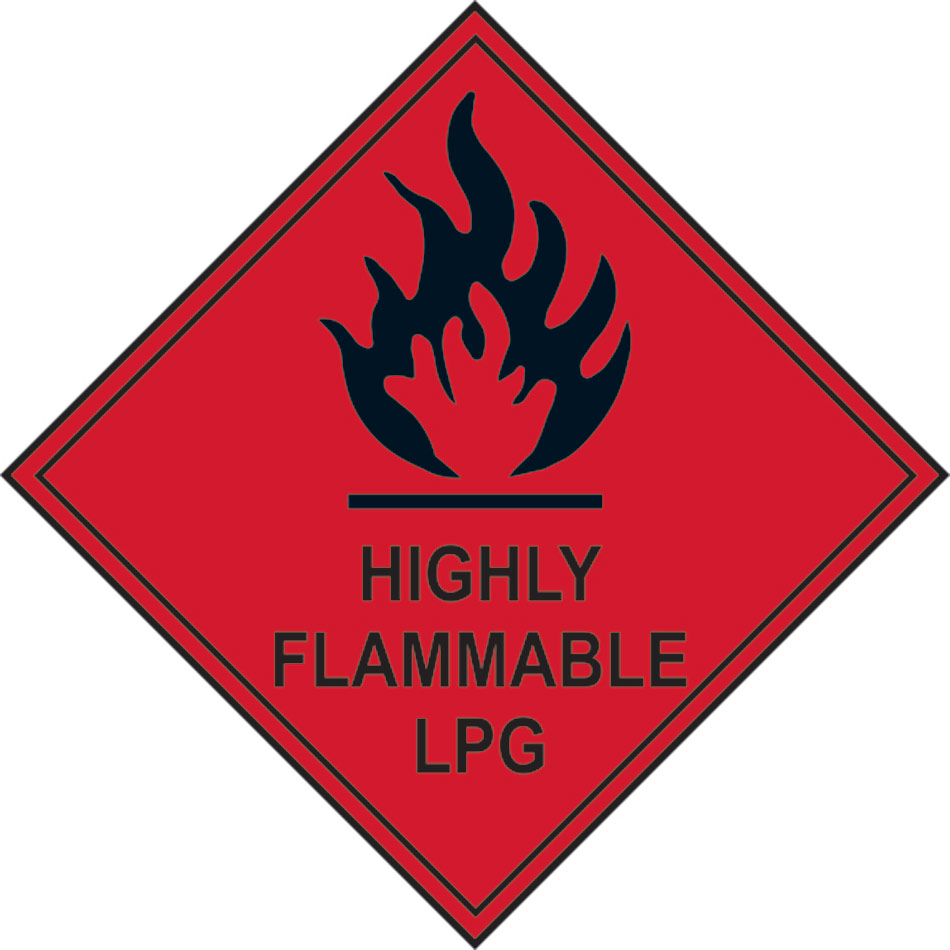 Highly Flammable LPG - Labels (100 x 100mm Roll of 250)