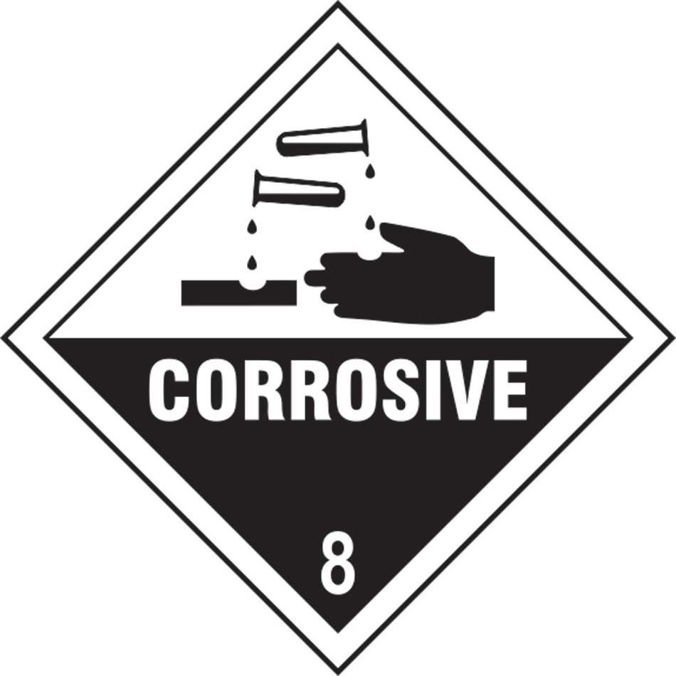 Corrosive 8 - Labels (100 x 100mm Roll of 250)