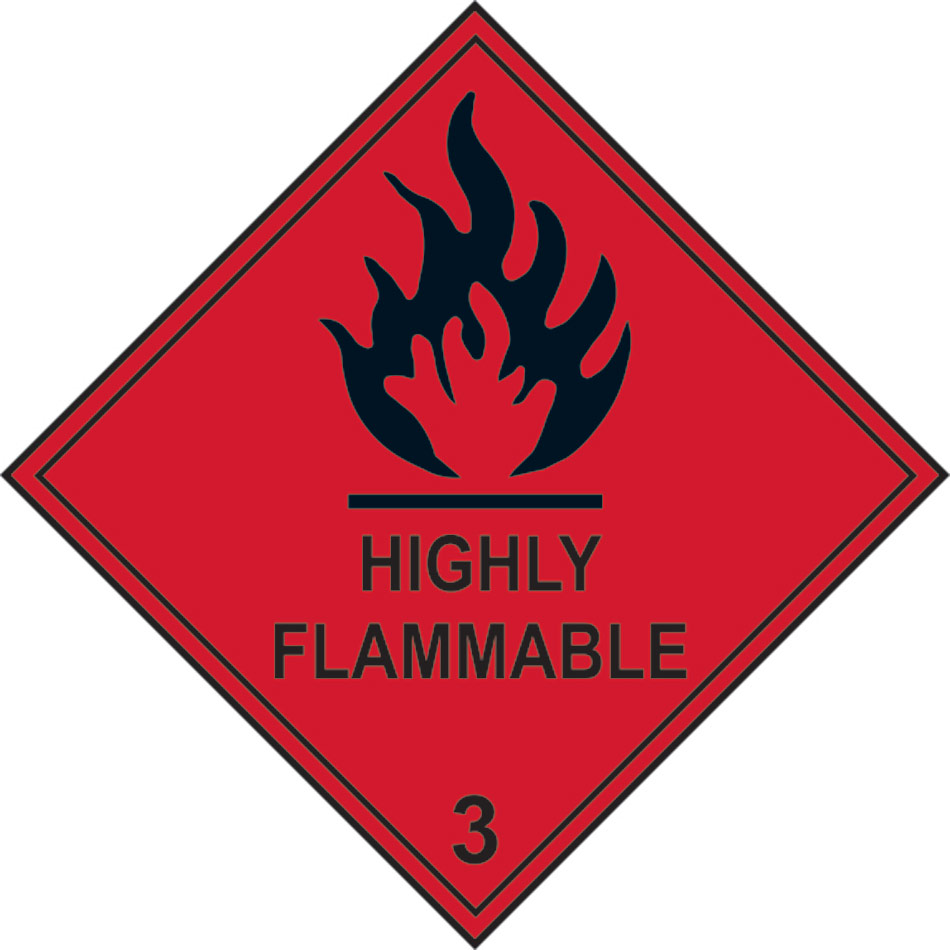 Highly flammable 3 - Labels (250 x 250mm Pack of 10)
