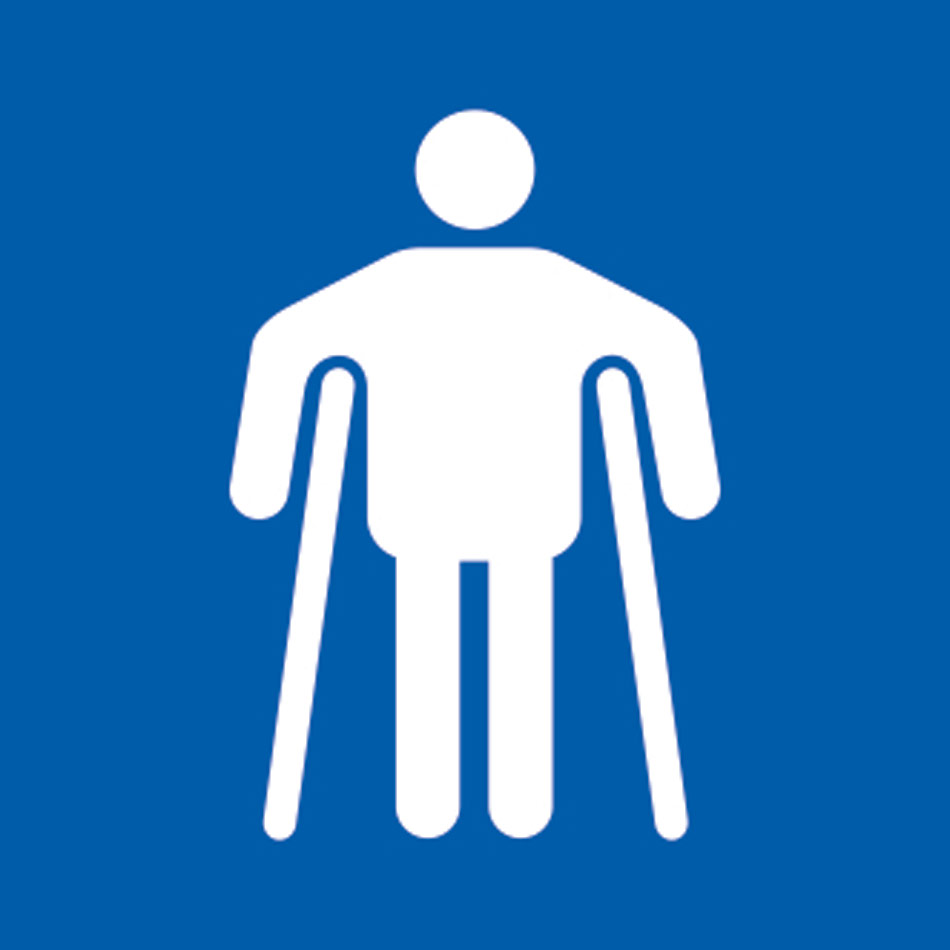 Man on crutches graphic - Taktyle (150 x 150mm)