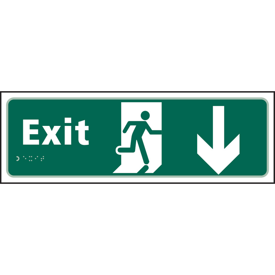 Exit man running arrow down - Taktyle (450 x 150mm)