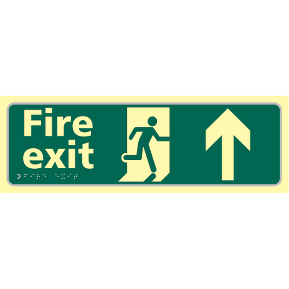 Fire exit man running arrow up - TaktylePh (450 x 150mm)