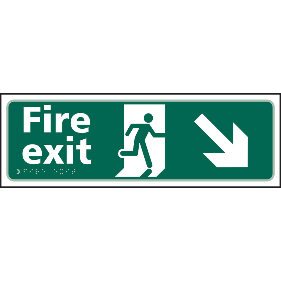 Fire exit man running arrow down/right - Taktyle (450 x 150mm)