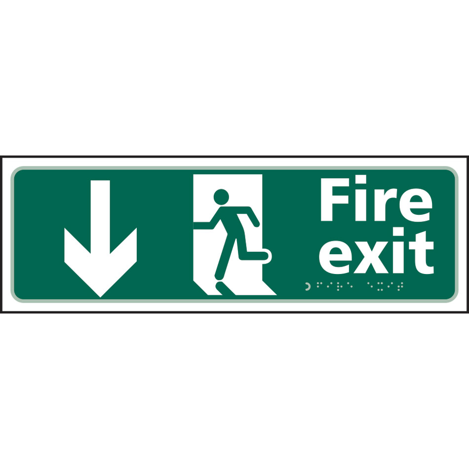 Fire exit man running arrow down - Taktyle (450 x 150mm)