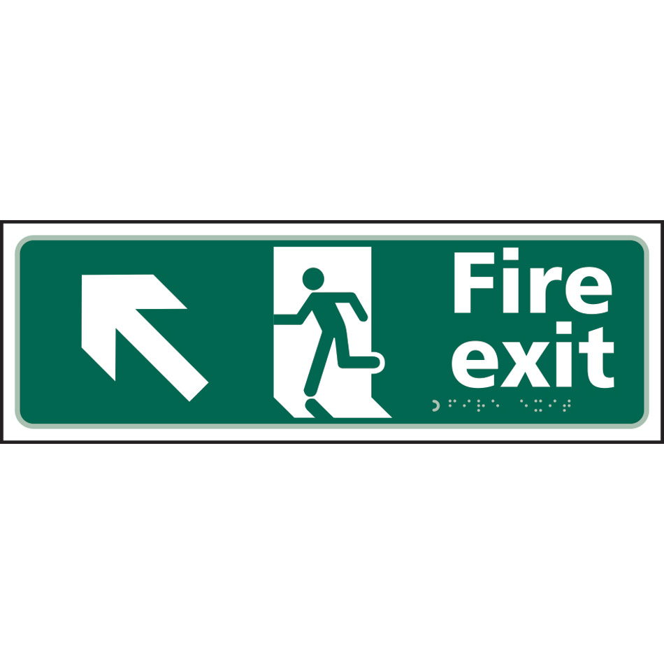 Fire exit man running arrow up/left - Taktyle (450 x 150mm)