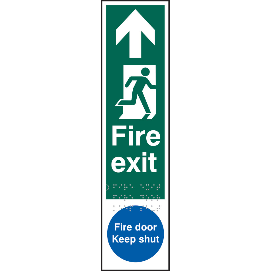Fire exit man right arrow up / Fire door Keep shut - Taktyle (75 x 300mm)