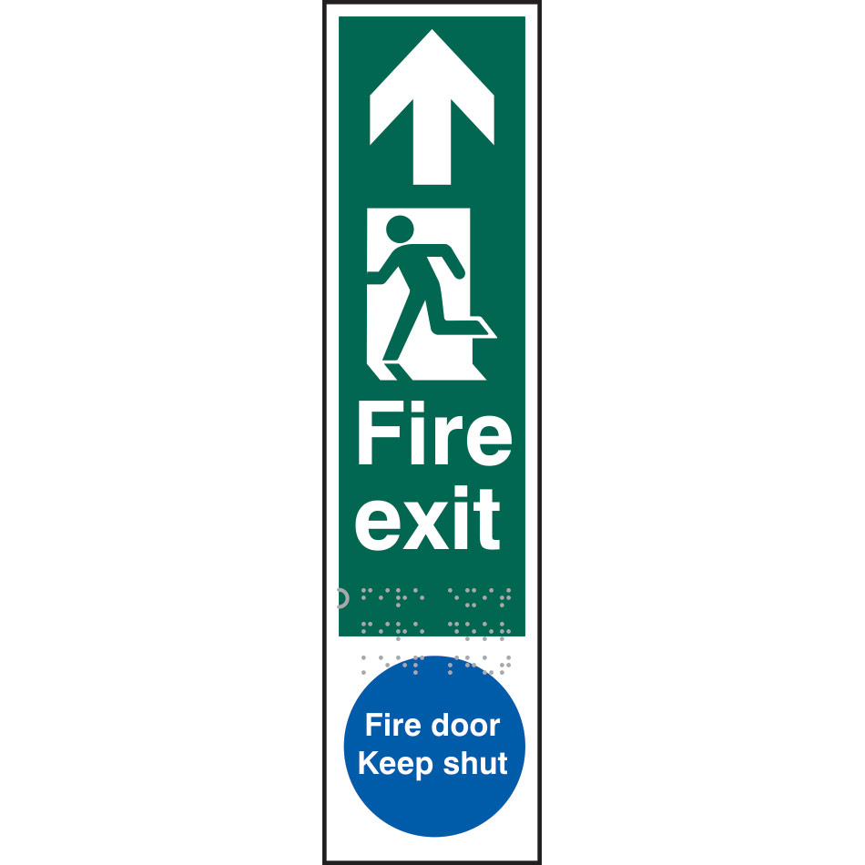 Fire exit man left arrow up / Fire door Keep shut - Taktyle (75 x 300mm)