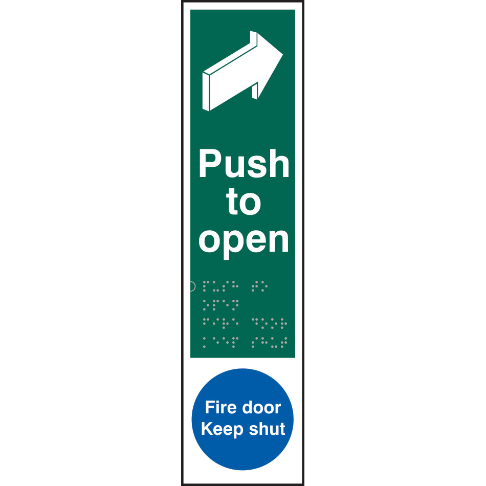 Push to open / Fire door Keep shut - Taktyle (75 x 300mm)