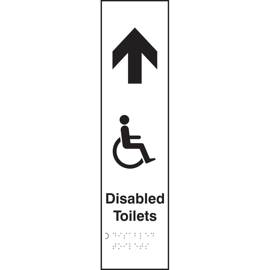 Disabled toilets (with graphic) arrow up - Taktyle (75 x 300mm)