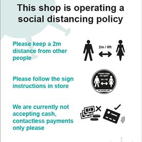 This shop is operating a social distancing policy B - RPVC